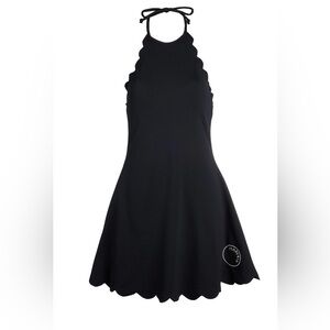 Marysia Black Halter Neck Scalloped Bianca Dress L